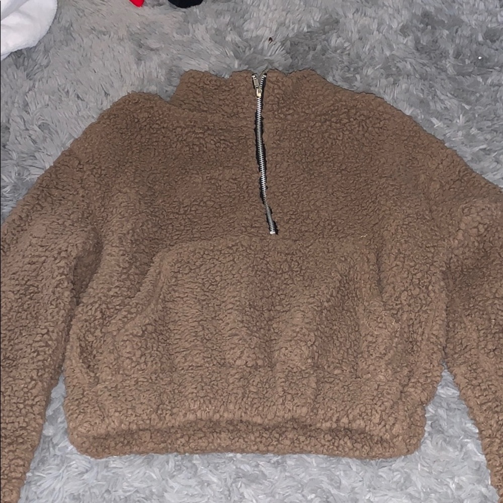 Cropped half zip hoodie